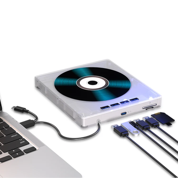 hit productMultifunctional 7-in-1 8X/24X DVD-RW External Optical Drive Recorder with Tray Type for Laptop and Desktop USB