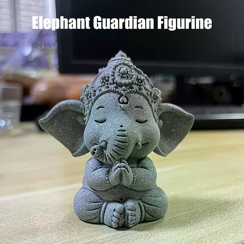 【New】1pc Elephant Statue With Hands Clasped In Prayer Position, A Guardian Elephant Statue, For Home Decoration.
