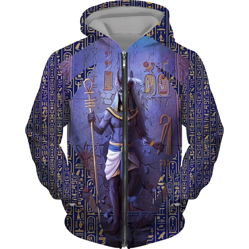 Ancient Egypt Eye of Horus God 3d Print Zipper Sweatshirts Men Women Hooded Oversized Hoodie Kids Zip Up Sweatshirts Tracksuits