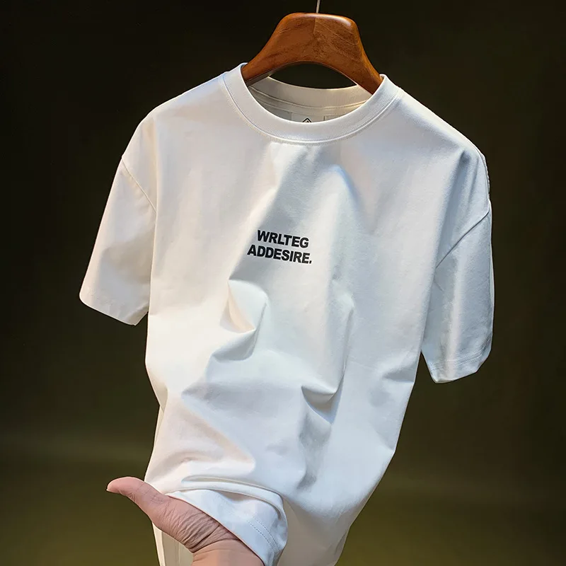 Мужская футболка с минимальным принтом, новинка лета 2025 года, футболка с короткими рукавами, свободная и модная универсальная повседневная одежда