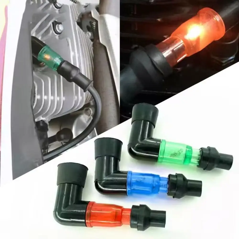 3Pcs Universall Motorcycle Flash Spark Plug Cap Motorcycle Modification with Light Ignition Spark Plug Cap 90Degree Professional