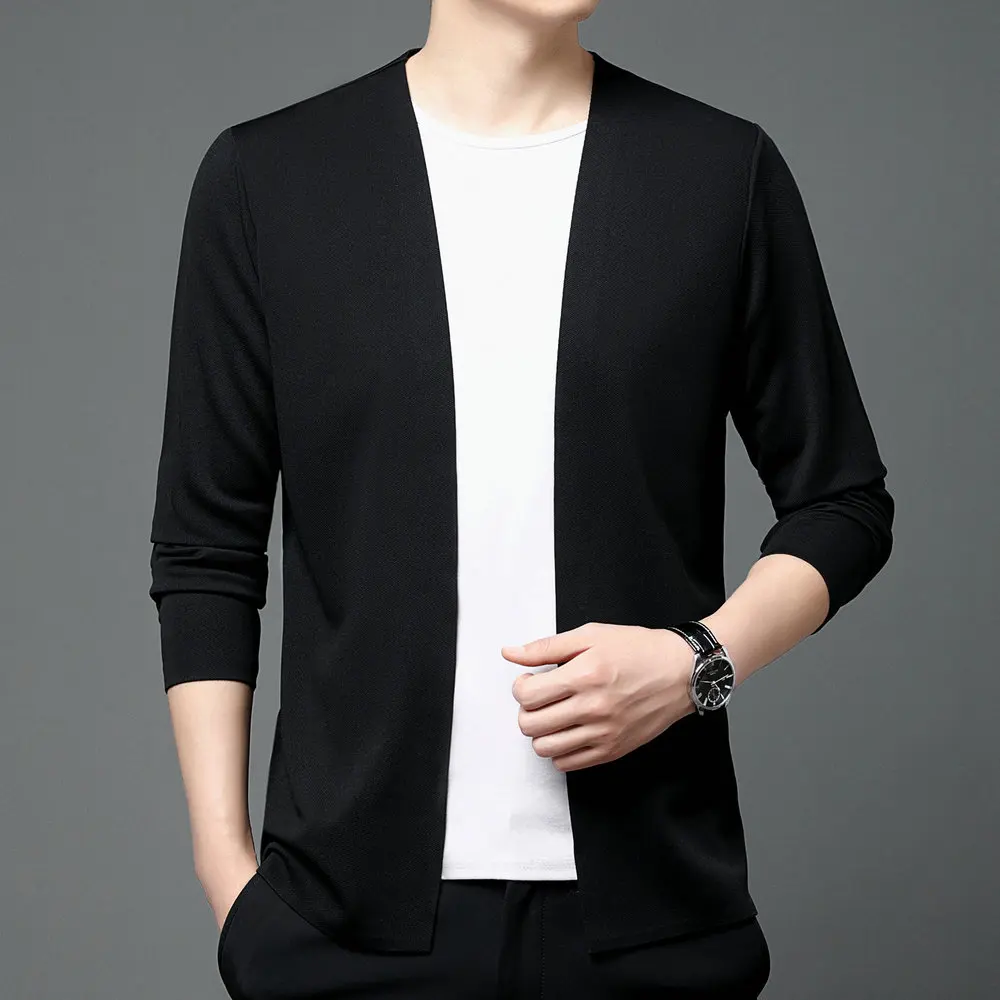 Men Leisure Cardigan Coat Green Gray Black Khaki Green Coffee Colour Coat Simple Cosy Basic Attire OOTD Look Less is More