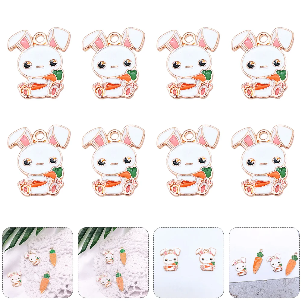 

20 Pcs Rabbit Jewelry Charms Bracelets Plated Bunny Easter Necklace Alloy Earring Pendant Adorn