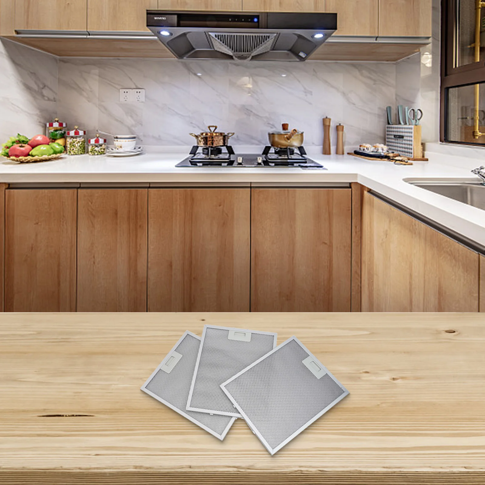 3pcs Cooker Hood Filter Kitchen Aluminum Mesh Filter For FHEE229SC9S For FHEE26A9S For FHEE61B6S Range Hood Filter 340X280mm