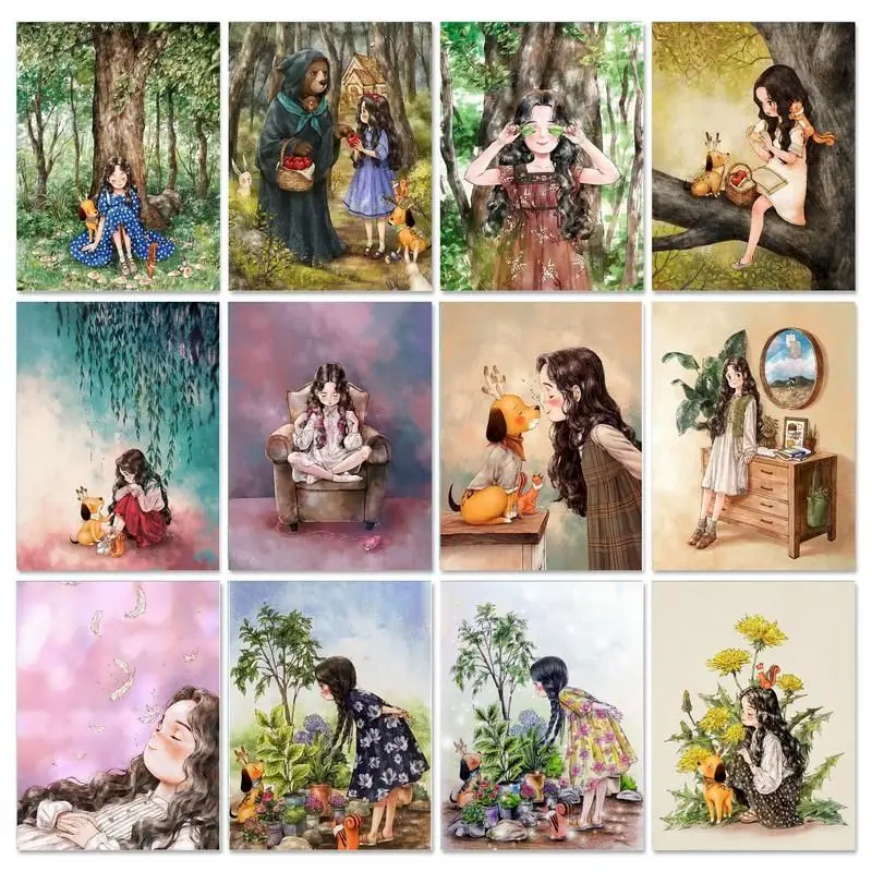

CHENISTORY Acrylic Diy Painting By Numbers For Adults Cartoon Girls Picture Zero Basis Handicrafts Art Coloring By Number Diy Gi