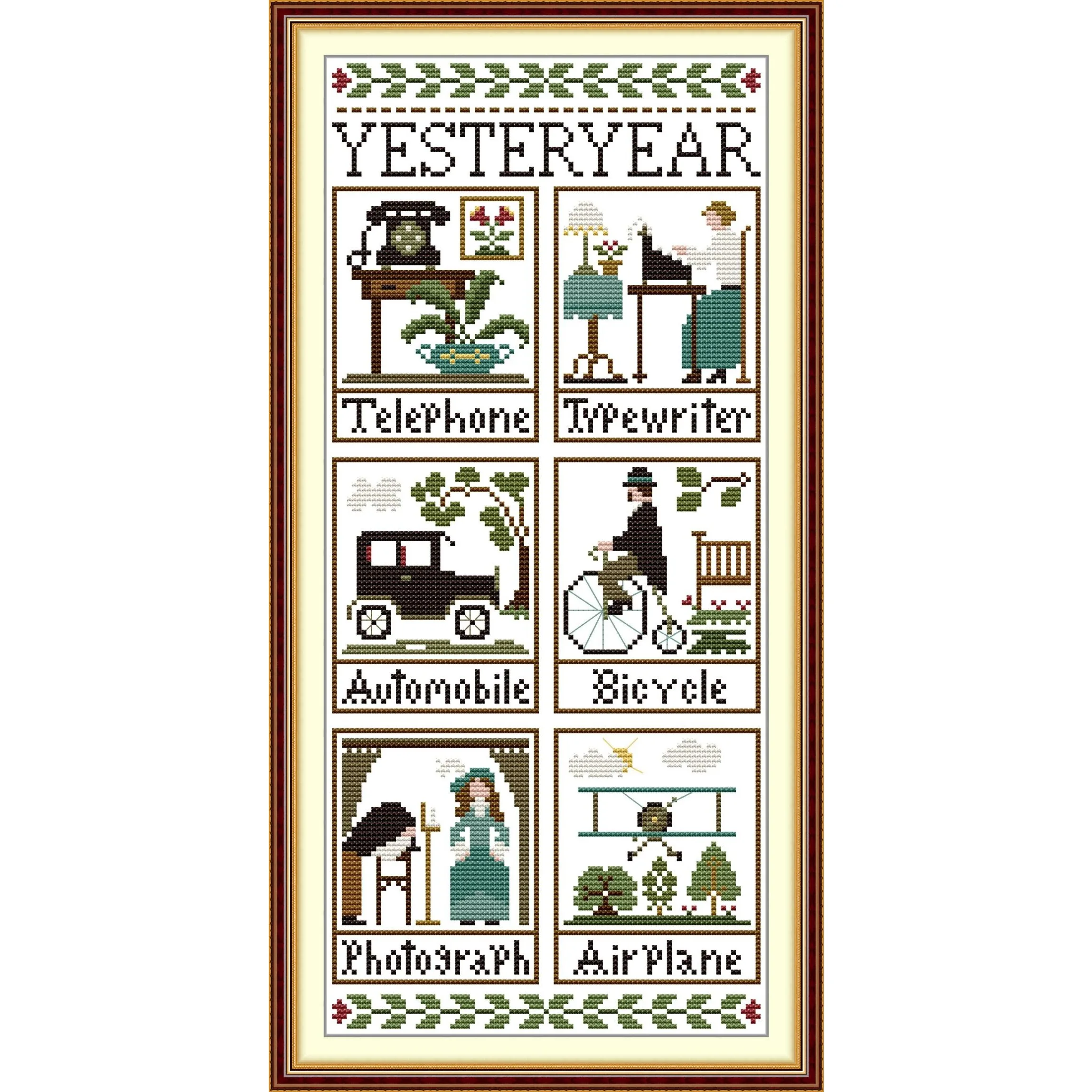 News Pre-Printed Cross Stitch Kit, Stamped Aida Fabric With DMC Threads, Embroidery Kit - Transportation&Communications
