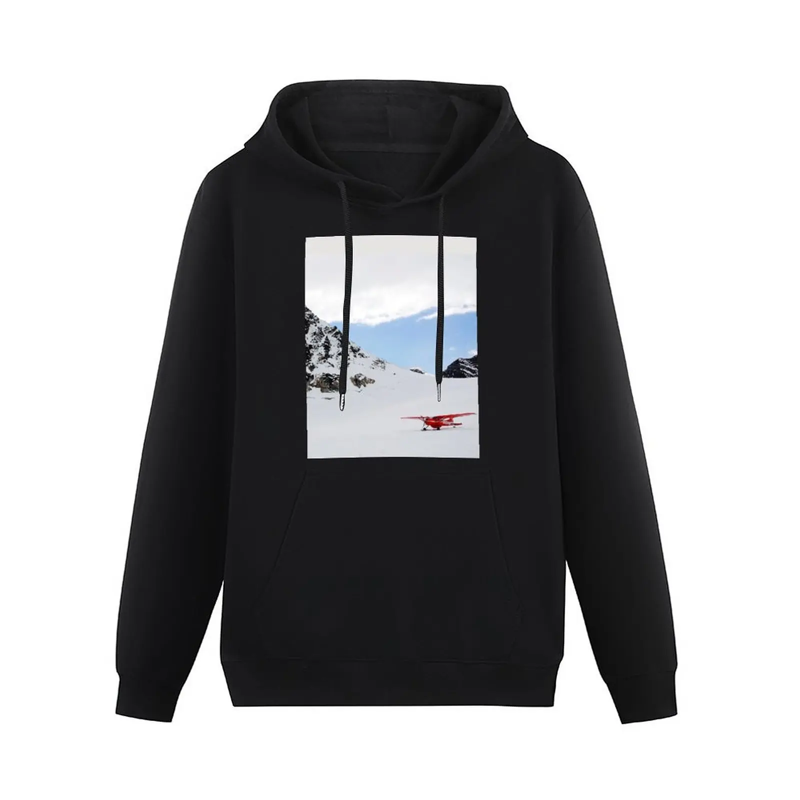 Ski Plane, Landing on a Glacier, Denali National Park, Alaska Pullover Hoodie male clothes japanese hoodie