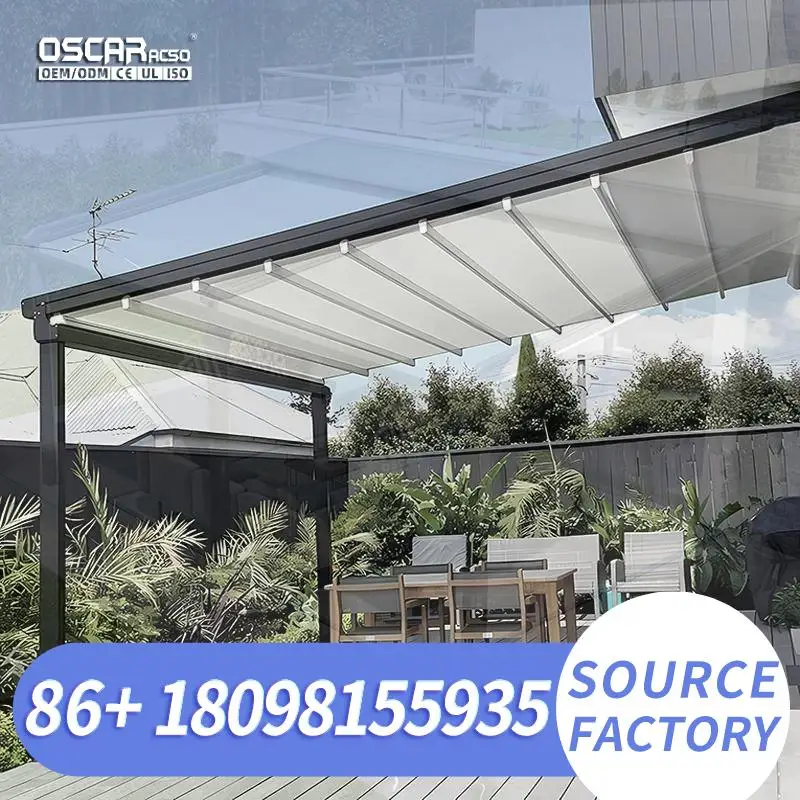 Outdoor Retractable Waterproof Awning Patio Shelter Outdoor Sunshade For Garden Balcony Terrace Retractable Canopy Pergola