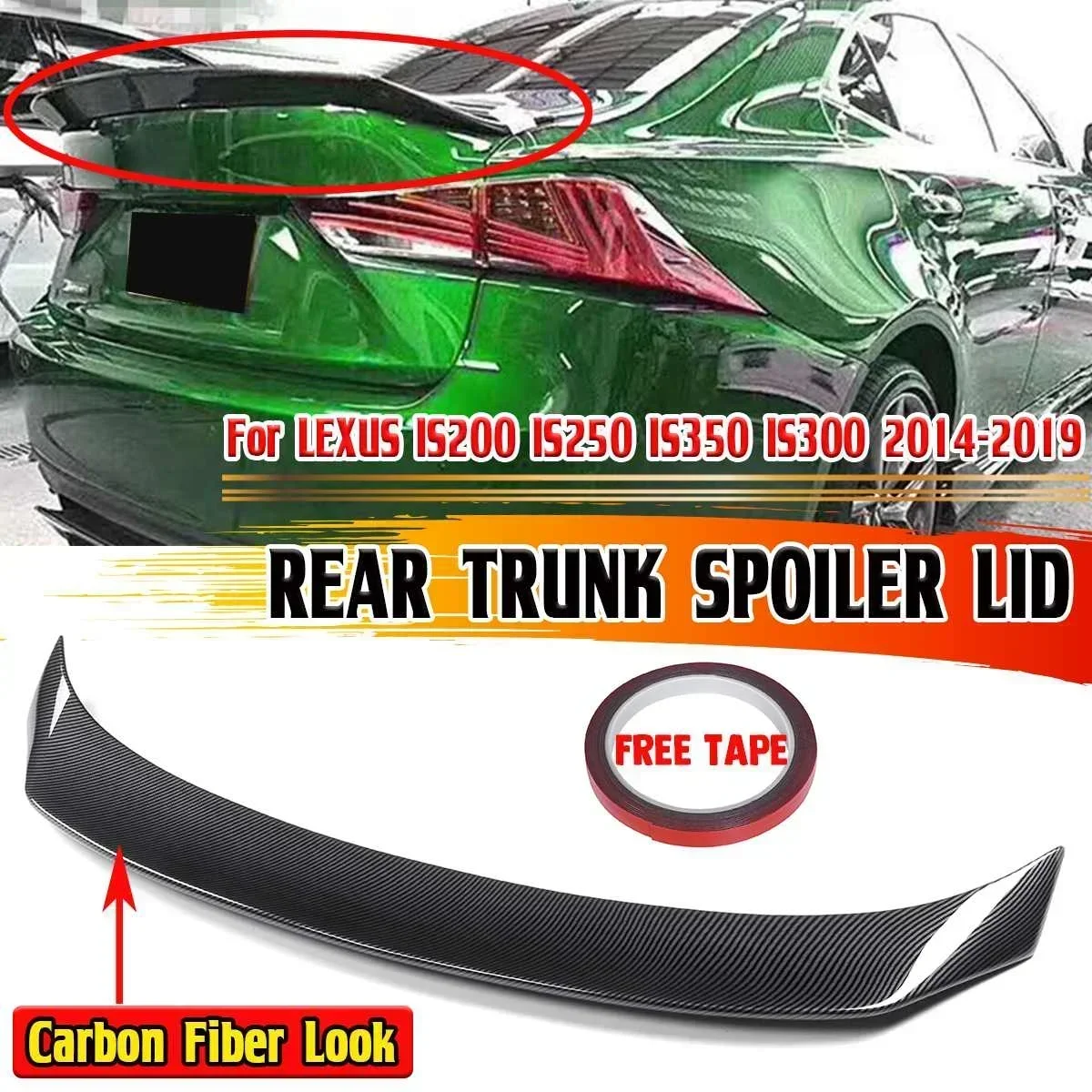 New IS200 AR Style Car Rear Trunk Lip Boot Wing Lip For LEXUS IS200 IS250 IS350 IS300 2014-2019 Rear Roof Lip Spoiler Body Kit