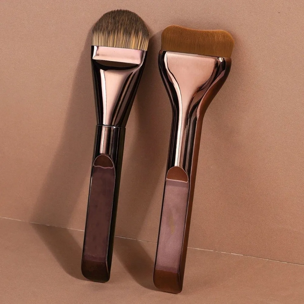 2pcs High Quality Ultra Thin Makeup Brush Set Portable Multifunctional Shadow Brush Foundation Highlighter Brush Makeup Tool