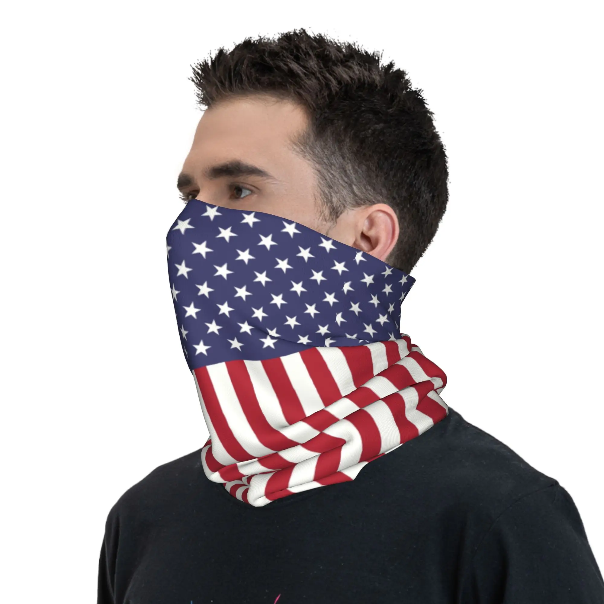مخصص أمريكا الولايات المتحدة الأمريكية العلم باندانا الرقبة أدفأ الرجال النساء الشتاء التزلج وشاح أنبوبي الجراب واقي الوجه #6