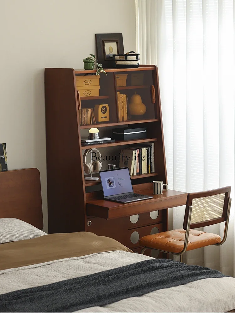 

FG10Medieval folding retractable desk bookcase integrated small apartment household retractable computer desk