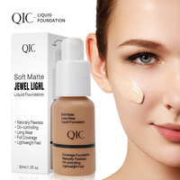 QIC Liquid foundation naturally covers flaws without sticking powder, plain face cream foundation conceals blemishes