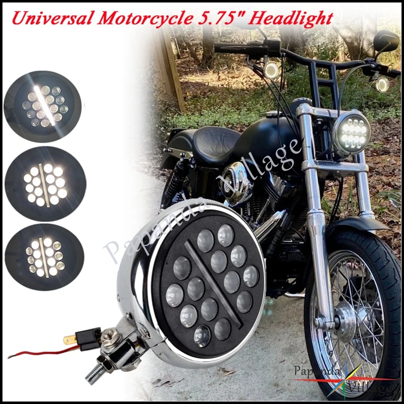 

Motorcycle 12V 5.75"LED Headlight DRL Hi/Lo Beam Headlamp Universal For Harley Honda Yamaha Ducati BMW Bobber Chopper Cafe Racer