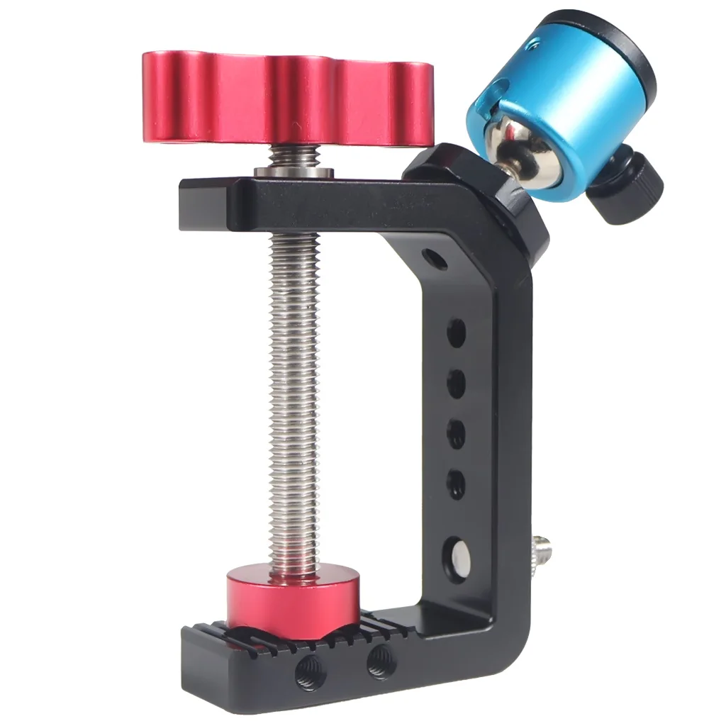 Heavy Duty Desktop C-Type Clamp Adjustable Desk Fixed Holder Clip Mini Ballhead for DSLR Camera Photo Studio Light Stand Bracket