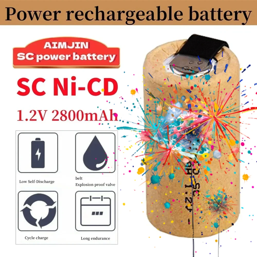 2026 1-20 قطعة 1.2 فولت 2800 مللي أمبير مفك الحفر الكهربائية SC بطارية النيكل الكادميوم قابلة للشحن أداة السلطة البطارية مع منصات لحام #1