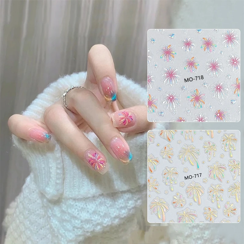 1pc 3D Rosa Fuoco Opere Adesivi Per Unghie Lucido Fioritura Fuoco Opere Amore Cuore Modello Decalcomanie Per Unghie Autoadesive Decorazioni Per Unghie FAI DA TE