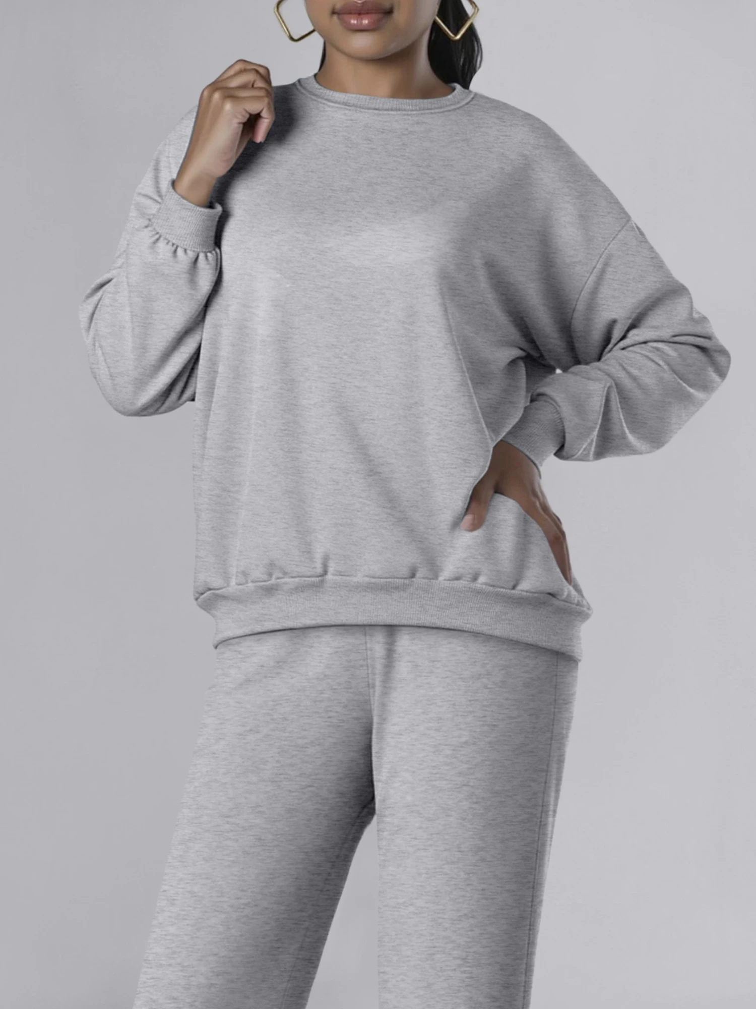 Pull-over décontracté chic, sweat-shirt à épaules tombantes pour un lieu de travail décontracté et la détente après le travail