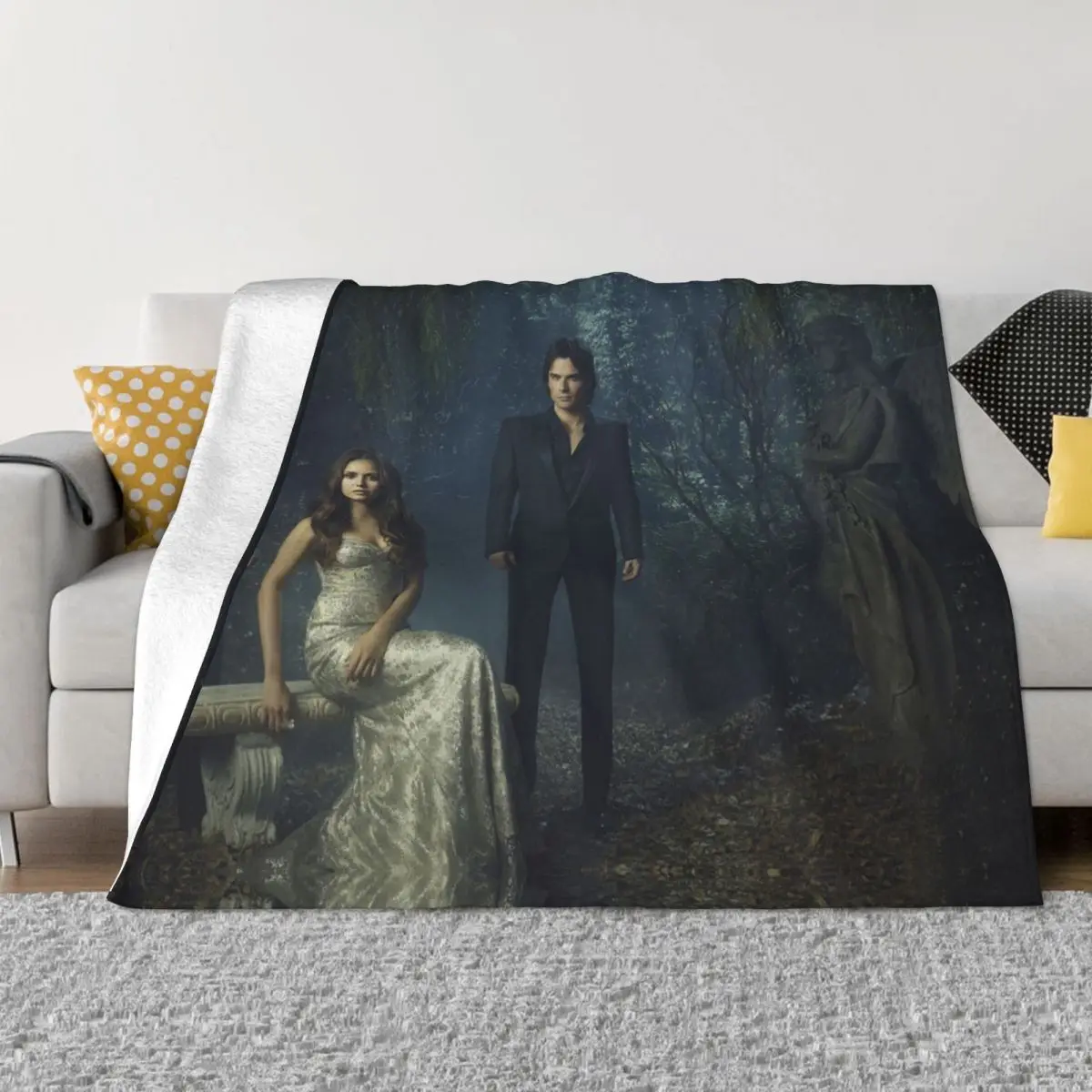 Damon Salvatore Elena Gilbert Stefan Salvator The Vampire Diaries Blankets Horror Throw Blanket Summer Autumn Winter Bedspreads