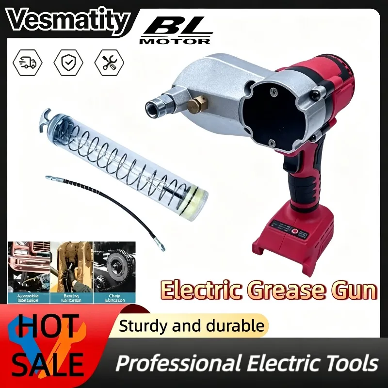 Electric oil injector high pressure cordless grease gun lightweight tool machinery lubrication for Milwaukee battery