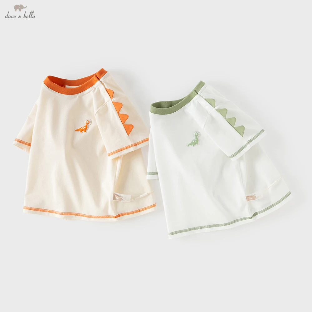 Dave Bella Boys Solid Summer T-Shirt Children Short Sleeve Cotton Top 1-7 Years Tees Kids Casual Outdoor Clothes DB2262427﻿ ﻿