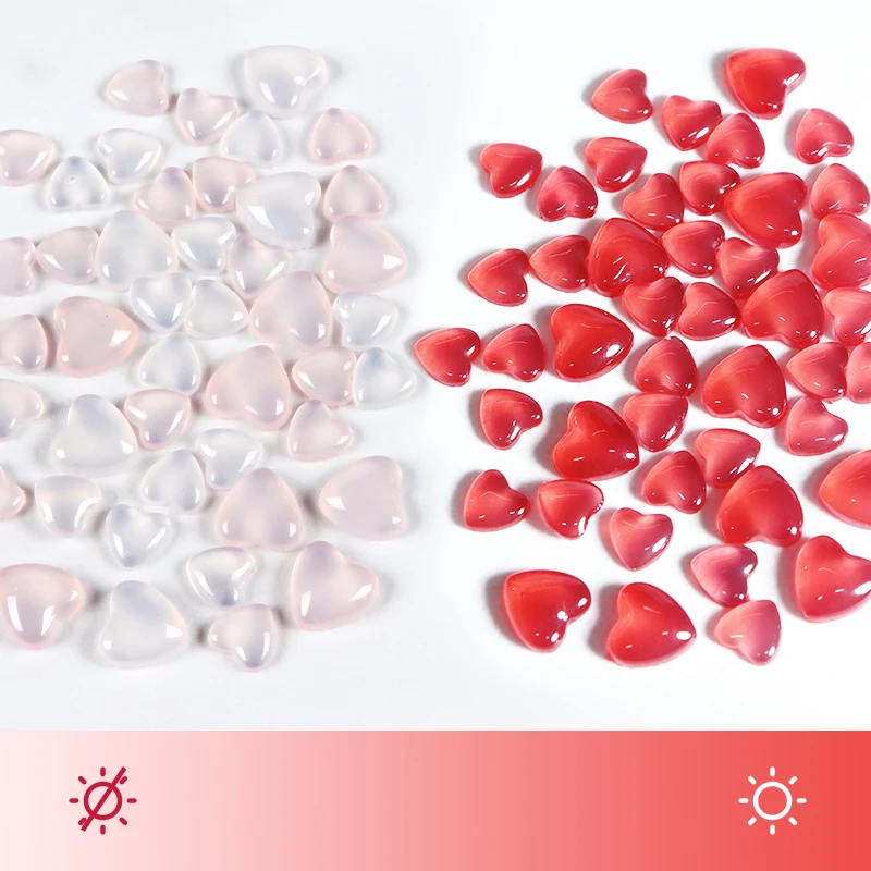 

75pcs Transparent Love Heart Nail Art Rhinestones Light Change Design Heart Shape Gems Sequins Nail Accessories UV Resin Jewelry