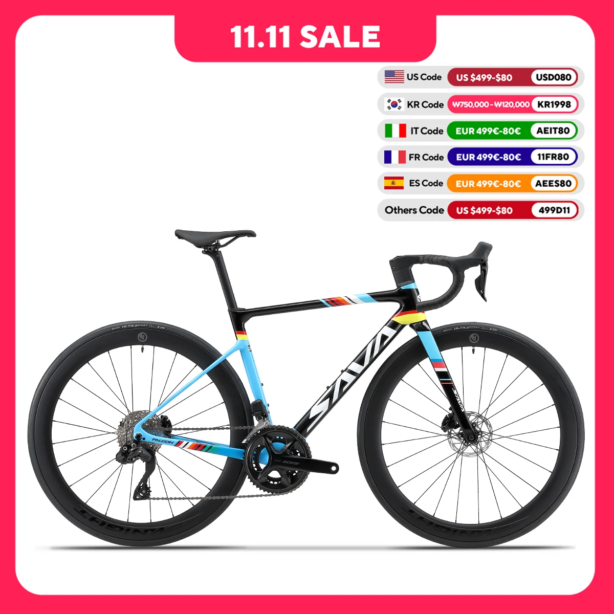 SAVA C7 - Full Carbon Fiber Racing Road Bike with Built-In Cable Hydraulic Racing, Road Bike, 105 Di2 24 Speed Adult Racing