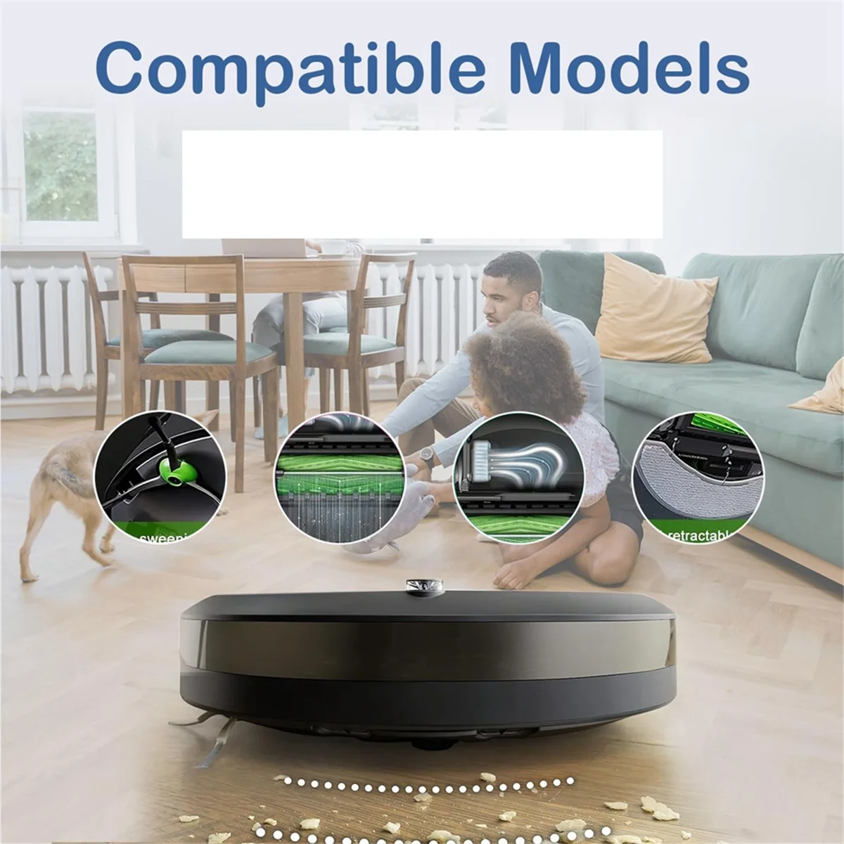 قطع غيار لأجزاء المكنسة الكهربائية iRobot Roomba Combo J7+ J7 Plus (ليست لـ J7)، الفرش المطاطية ومرشحات HEPA - A19G