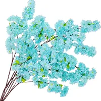42in Artificial Cherry Blossom Flowers Silk Blue Cherry Blossoms Branches Fake Sakura Flower Trees Decor Wedding Decoration Home