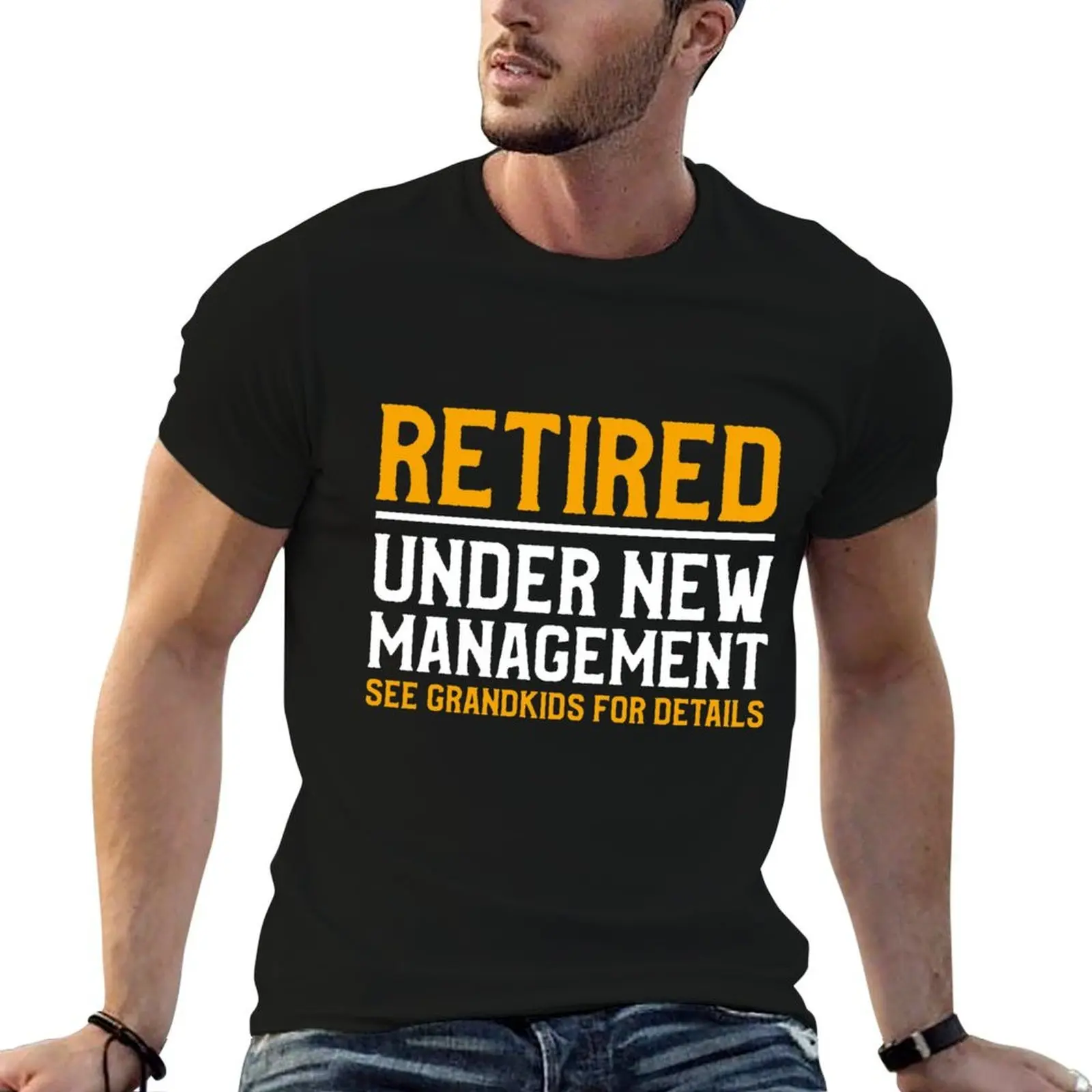 Retired Under New Management See Grandkids For Details Retirement T-Shirt Daily Casual Short Sleeve Tee Shirt