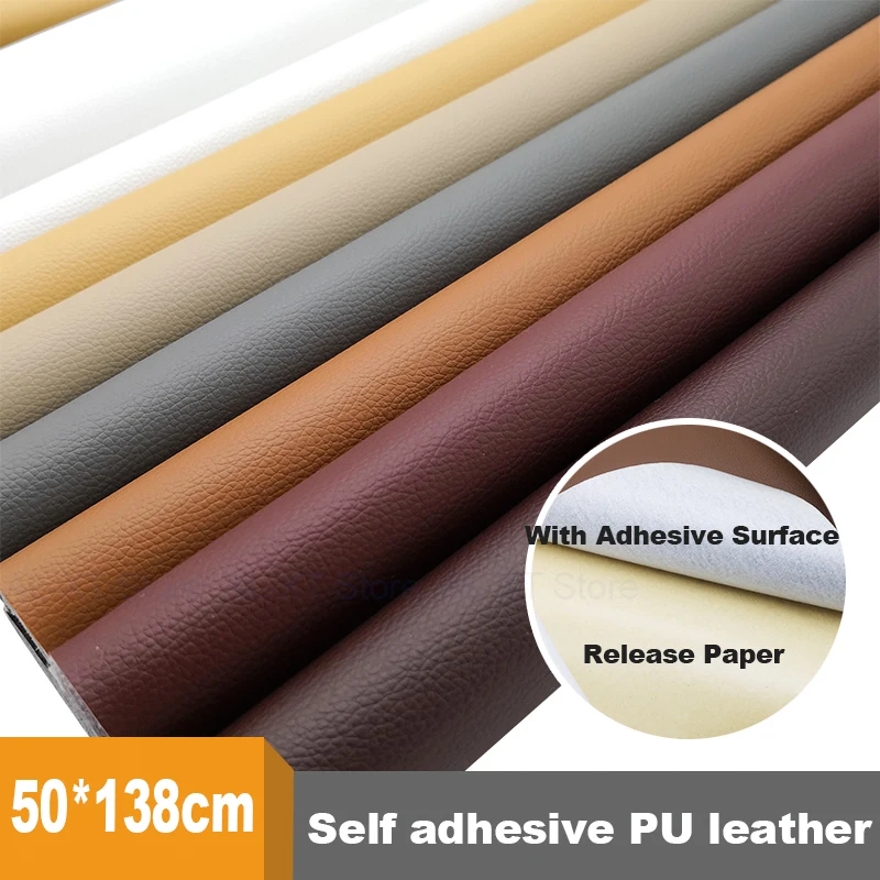 1Pcs 50X138cm PU Self-Adhesive Simulated Leather for Furniture Sofas Car/motorcycle Seats Repairing DIY Patch Software Package