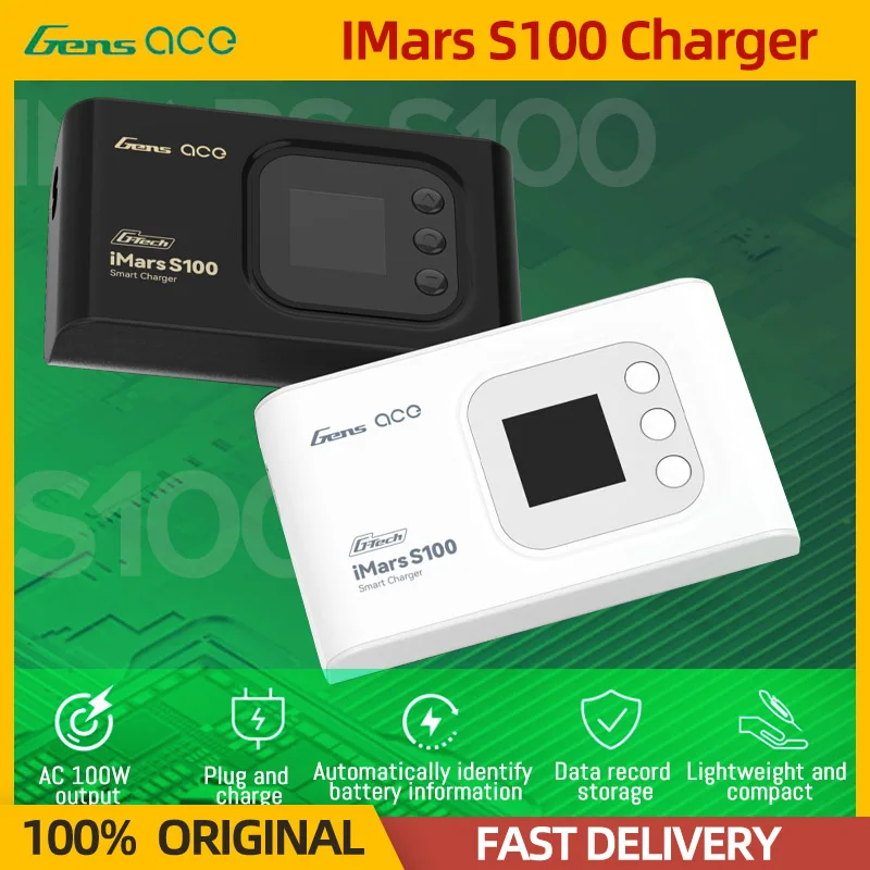 GensAce iMars S100 G-Tech Smart Balance Charger 100W AC For 2-6S LiPo RC FPV Drone Car Battery