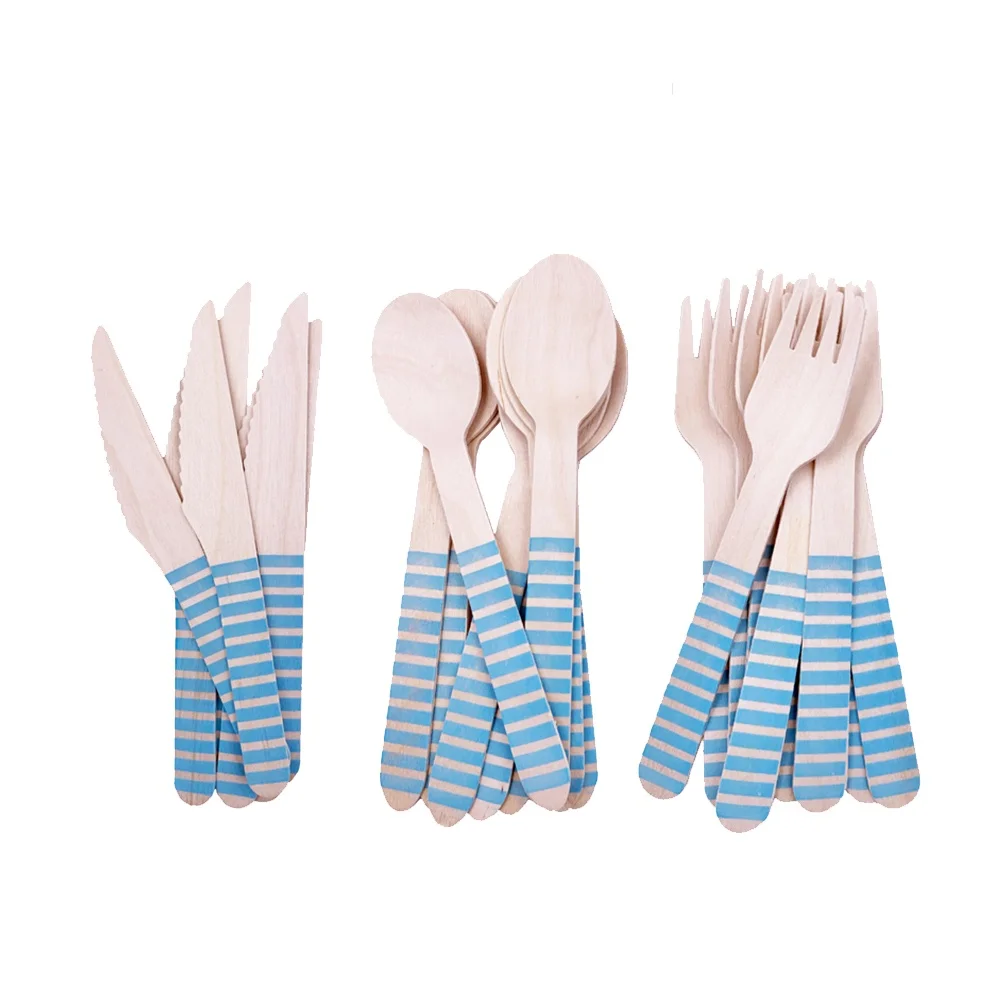 

48pcs Wooden Spoon Fork Set Eco-Friendly Biodegradable Cutlery Kit For Party Picnic Bbq Camping Birthday Fruit Dessert Serving