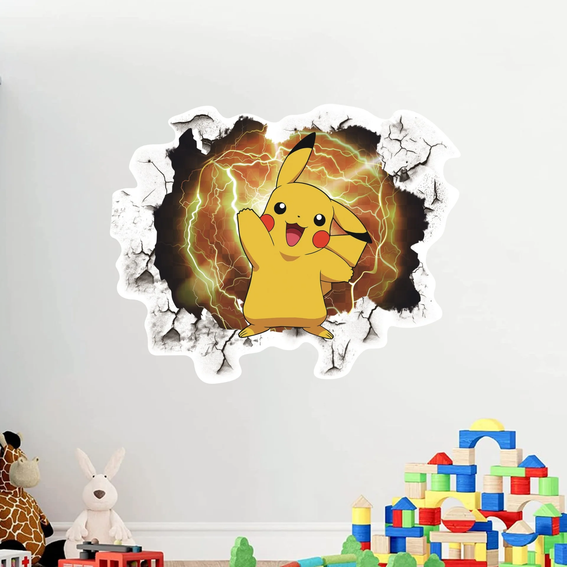 Anime Pokemon Pikachu Wall Stickers Childrens Cartoon Stickers Wall Decoration Graffiti Stickers PVC 3D Bedroom Posters Gift