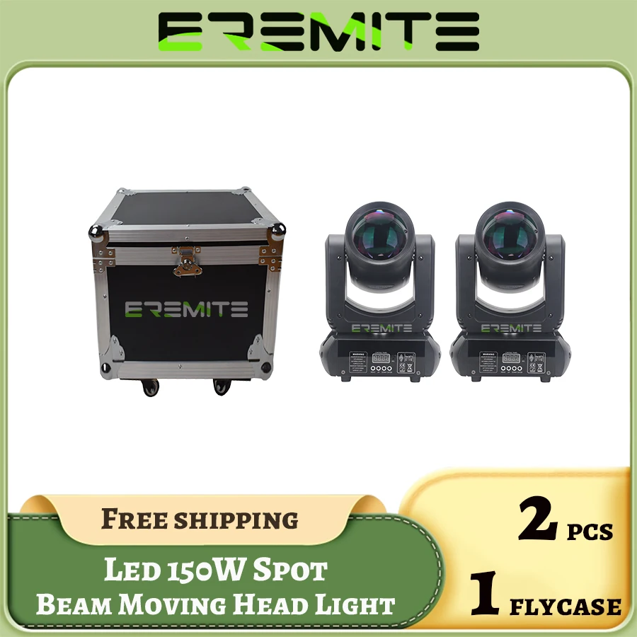 No Duty 1Flycase For 2PCS LED 150w Beam Spot Moving Head Gobo Strobe Lamp 18 Prisms Wedding Stage Lighting DMX Control Dj Disco