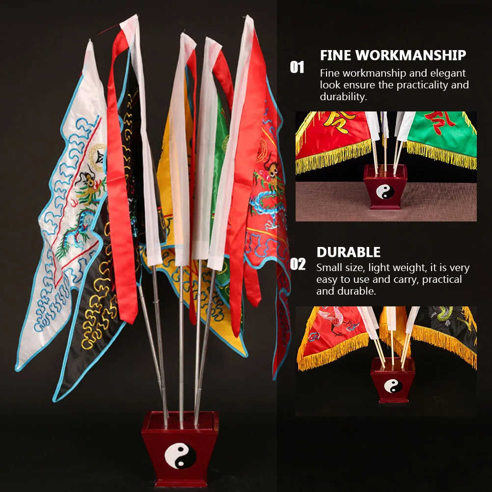

1pc Wooden Base Bagua Pattern Lightweight Flag Pole Holder For Indoor Outdoor Use Desktop Flag Stand Bracket