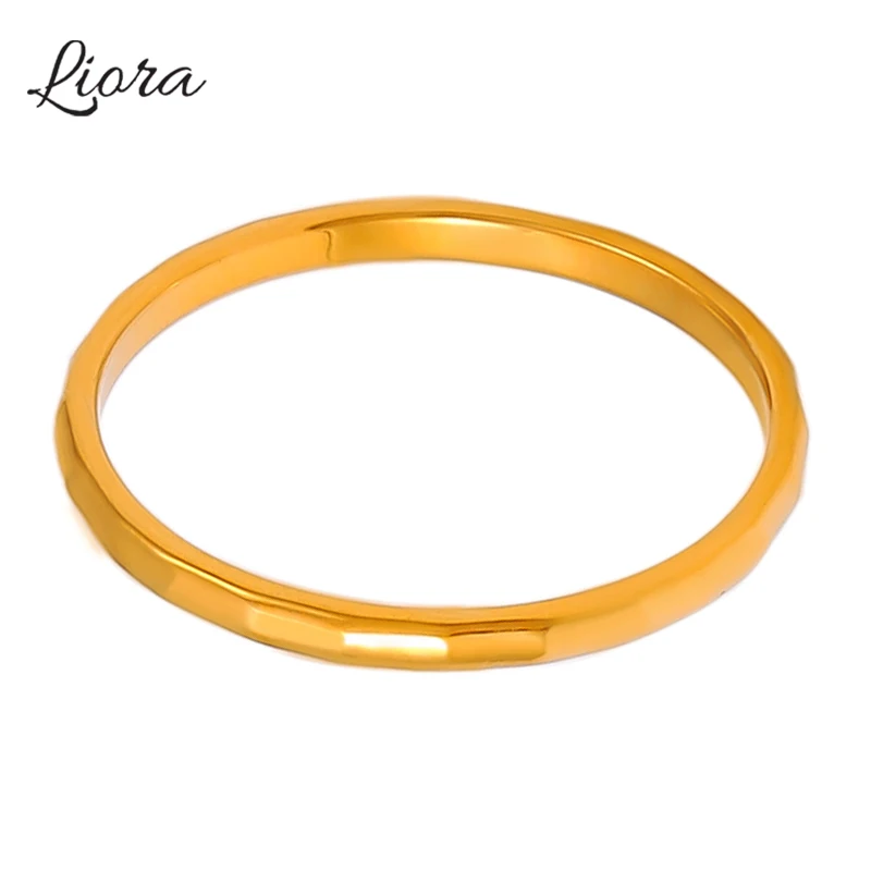 Liora Simple Stainless Steel Statement Rings For Women Men Smooth Mini Charm Couple Rings Waterproof Finger Fashion Jewelry