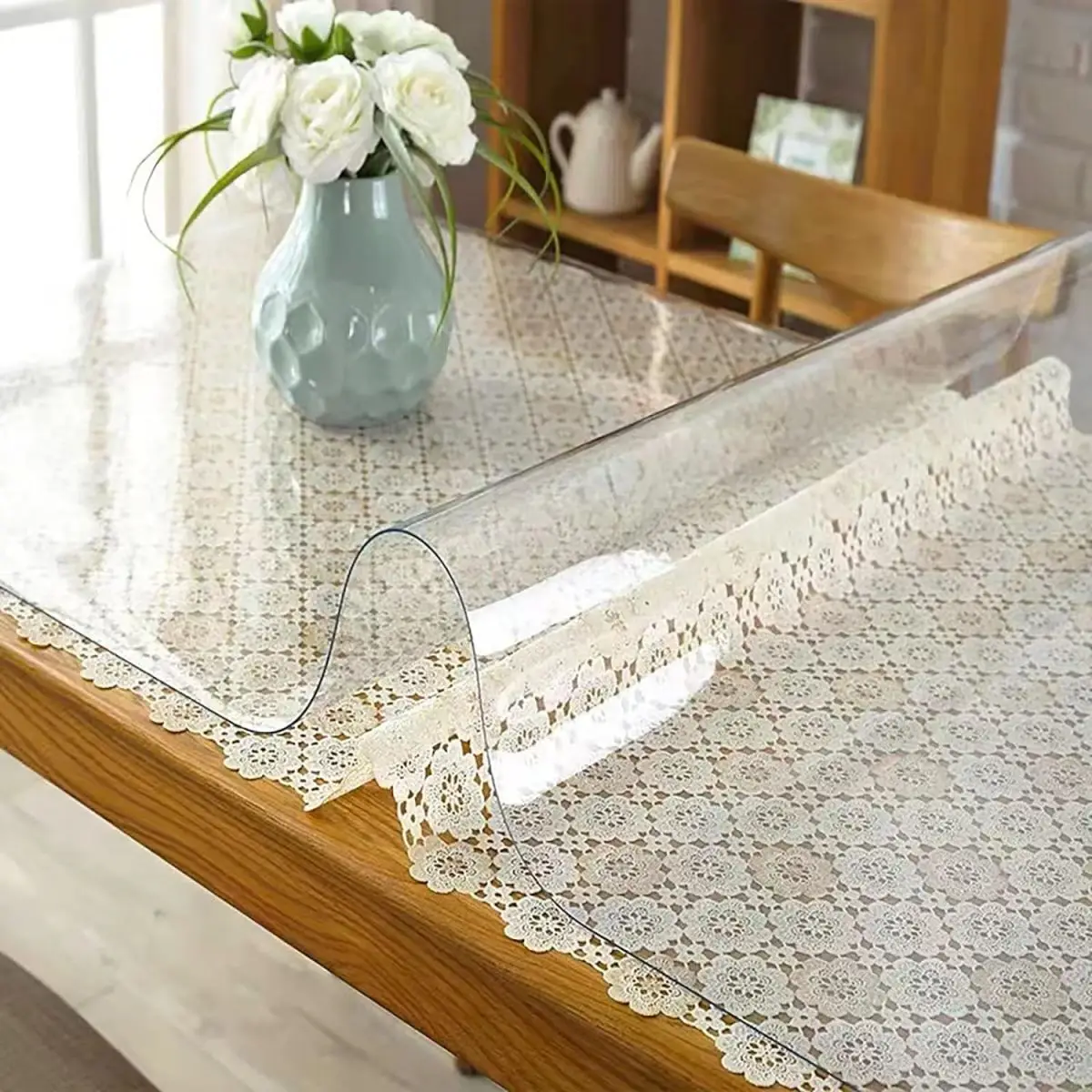 NEW Tablecloth Thickness PVC Transparent Waterproof Table Cover Mat Kitchen Pattern Oil Cloth Glass Soft Cloth Tablecloth