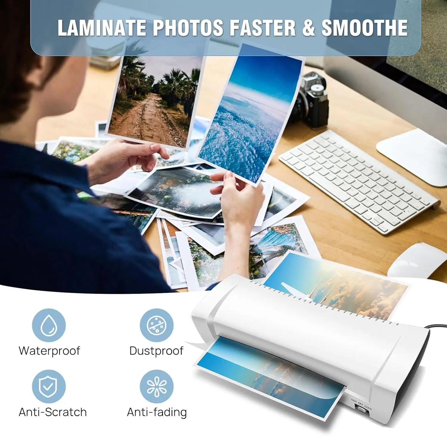 آلة الترقق، آلة الترقق A4 A5 A6 آلة تغليف ساخنة وباردة تسخين سريع بدون فقاعات للمدرسة والمنزل