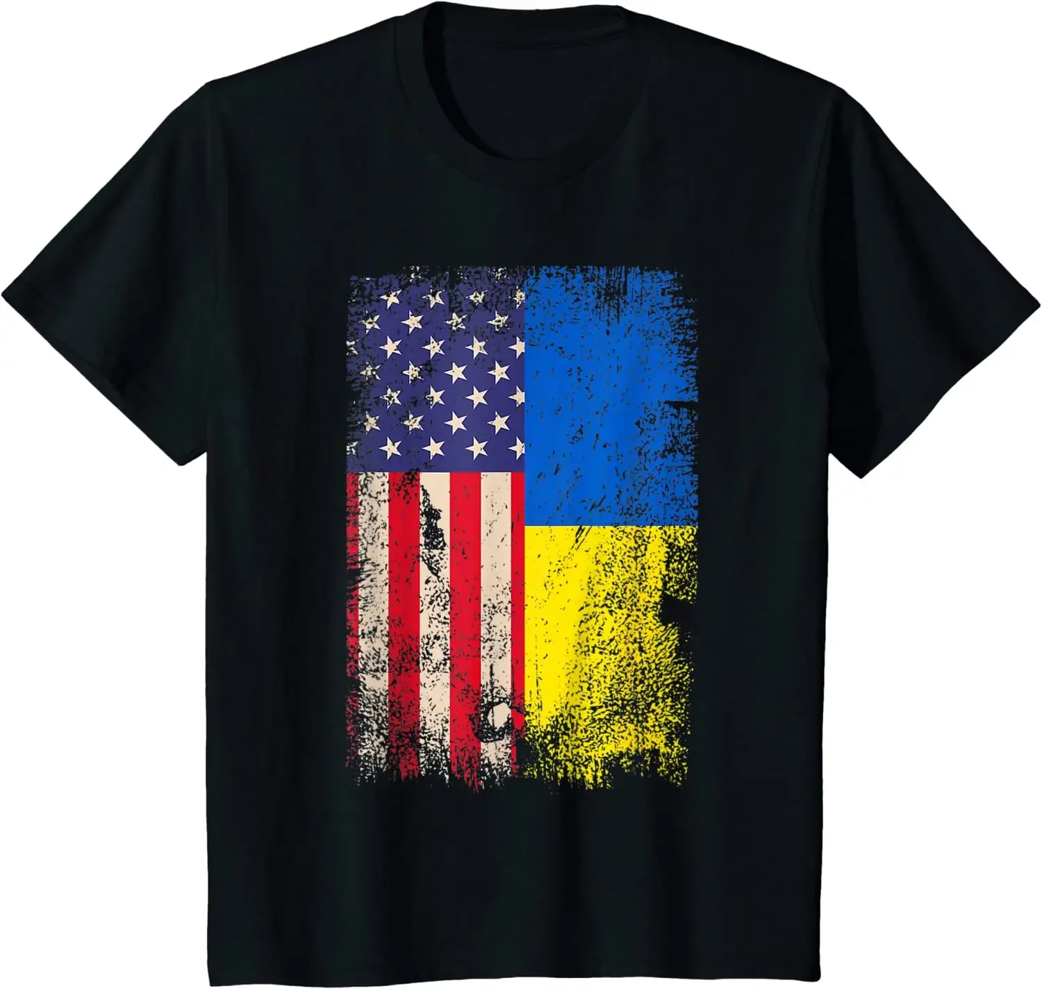 Ukrainian American Flag Ukraine USA Roots T-Shirt 100% Cotton O-Neck Summer Short Sleeve Casual Mens T-shirt Size S-3XL