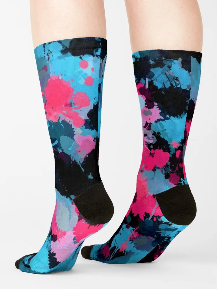 Rosa und blaue Farbe Splatter Socken Herren Winter Thermos ocken