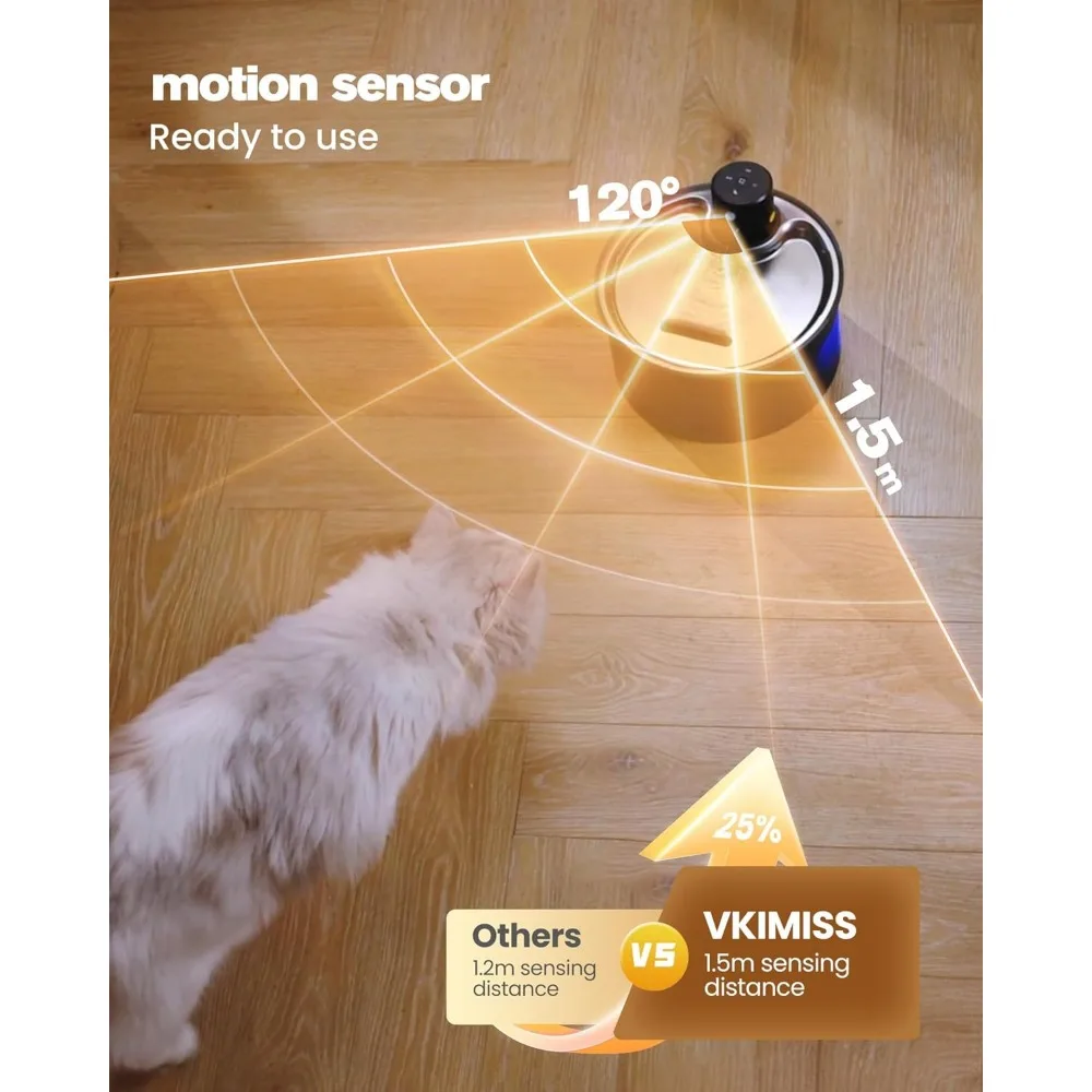 نافورة مياه لاسلكية للقطط: نافورة قطط تعمل بالبطارية - 108 أونصة/3.2 لتر موزع مياه أوتوماتيكي للحيوانات الأليفة قابل لإعادة الشحن