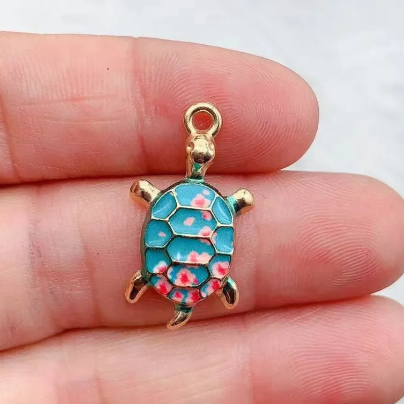 10pcs Enamel Sea Turtle Charm for Jewelry Making Supplies Bulk Animal Cute Necklace Pendant Phone Earring Charms Diy Accessories