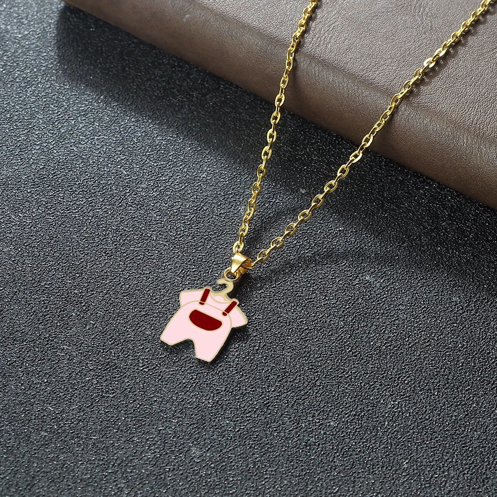 Children Clothes Pendant Necklace Cartoon Clothing Gold Silver Color Adjustable Chain Pendant Jewelry For Men Women Fashion Gift