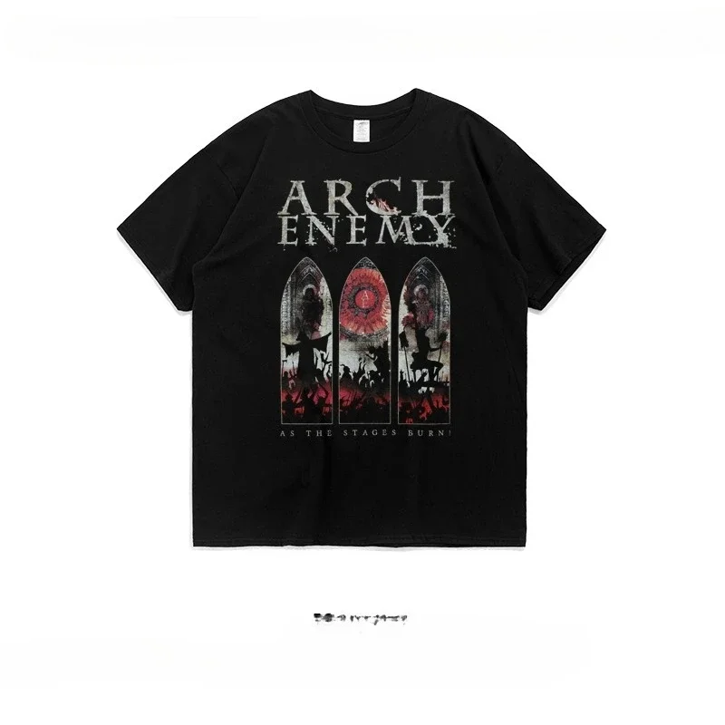 

2025 Summer New AE Rock Band Theme Short-sleeved T-shirt American Street Enemy Loose Casual Arch Enemy
