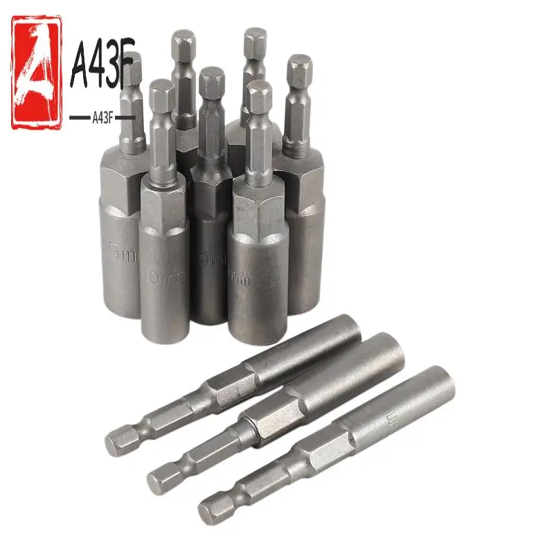 

A43F-10Pc 1/4 дюйма гаечный ключ набор шестигранных бит глубокие длинные 1/2 дюйма ударная дрель адаптер сверла