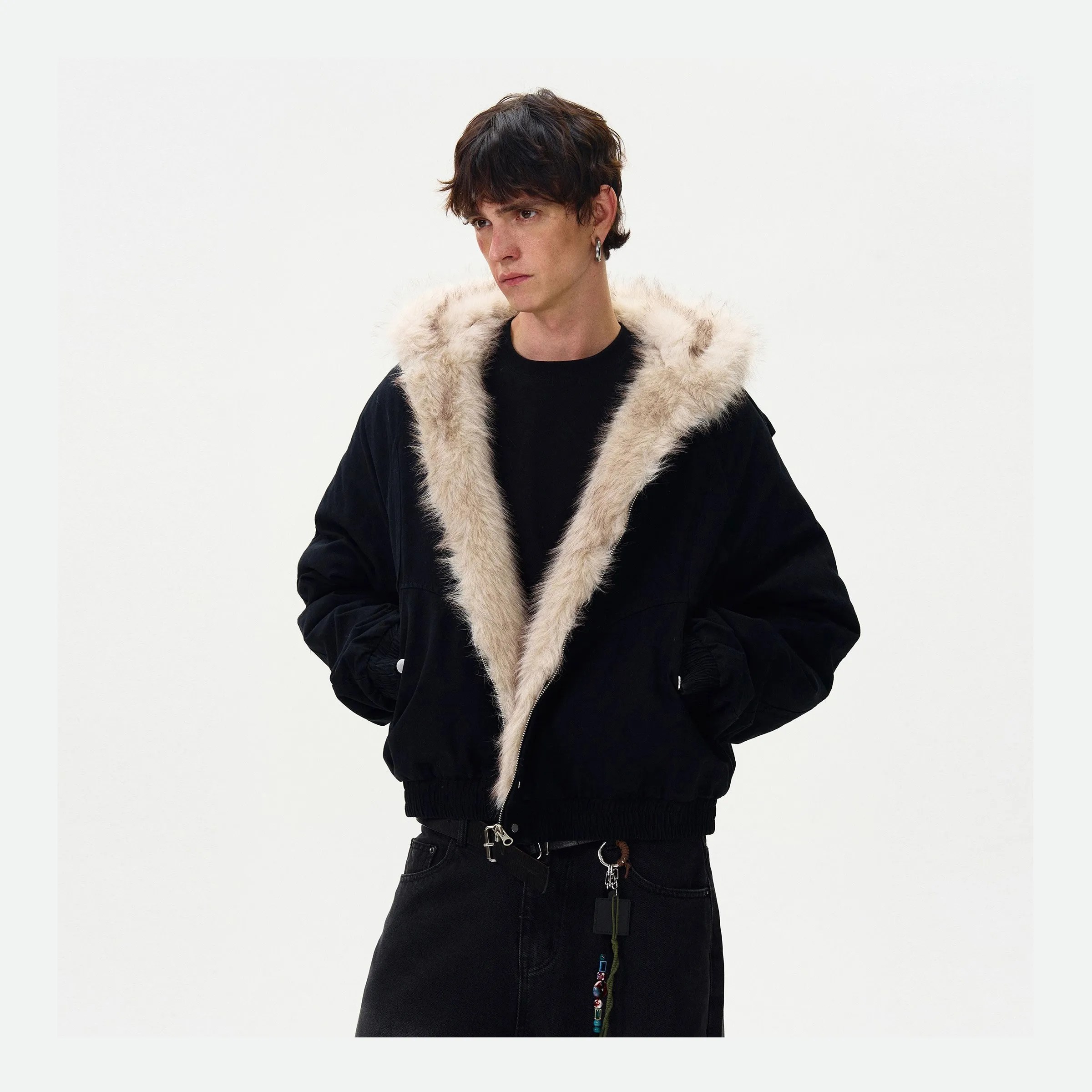 

Утепленная хлопковая куртка с капюшоном для мужчин и молодежи: модная, теплая, повседневная, с длинными рукавами, стильный дизайн, осень-зима