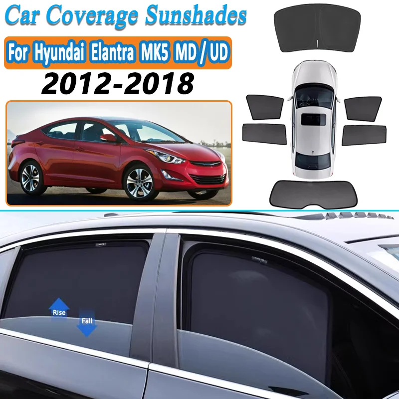 

Солнцезащитные сетки на окна автомобиля для Hyundai Elantra MK5 MD/UD 2012-2018, аксессуары, боковые солнцезащитные козырьки, шторки для защиты от солнца и обеспечения приватности