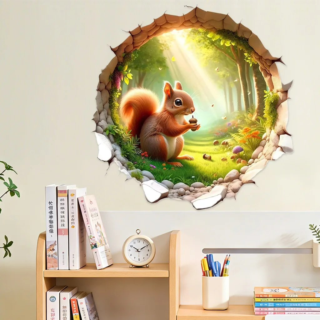 1pc Cute Animal Wall Sticker - Self-Adhesive Living Room Decal for Home and Bathroom Decoration - Removable and Easy to Apply