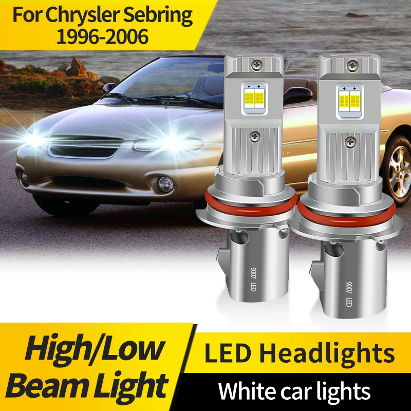 

2 шт. белый автомобильный фонарь для Chrysler Sebring 1996-2006 9007 HB5 светодиодная фара яркая 6000K для автомобиля Plug & Play с вентилятором светодиодная лампа